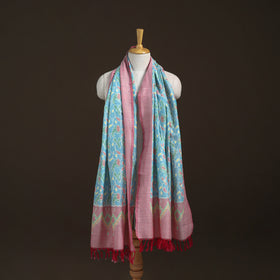 Pochampally Ikat Pure Handwoven Merino Wool x Silk Shawl 06
