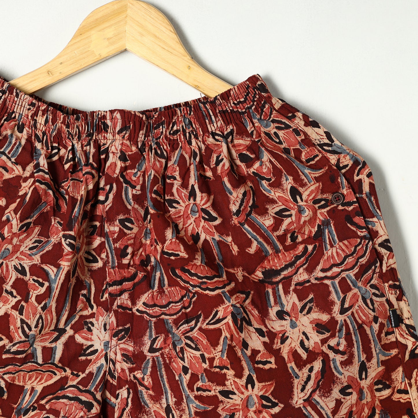 Red - Kalamkari Block Printed Cotton Unisex Boxer/Shorts