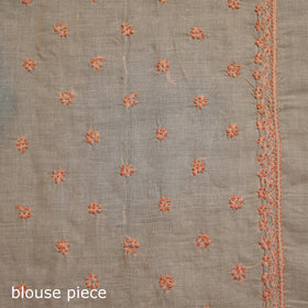 Peach - hand embroidered terivoile cotton lucknowi