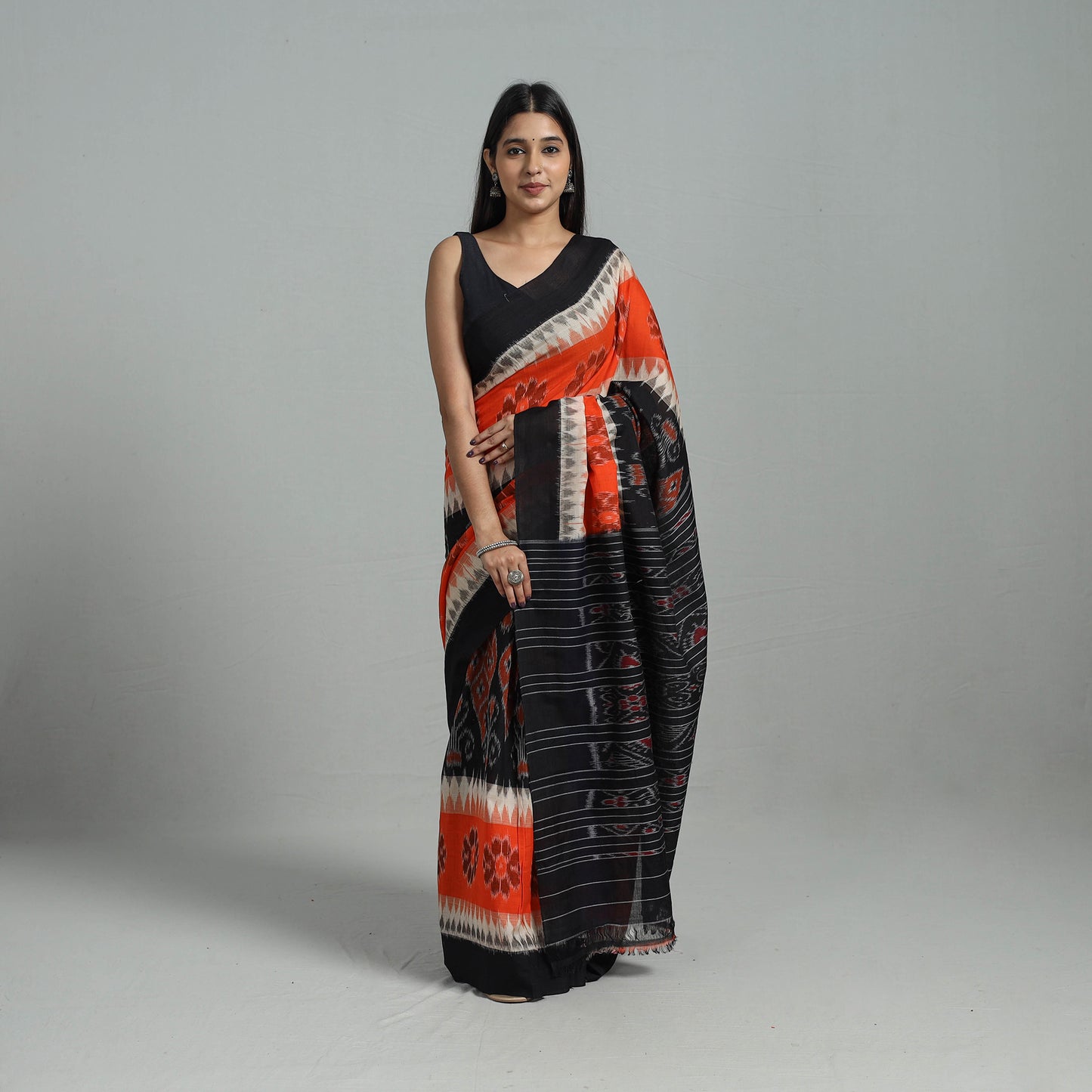 Multicolor - Ikat Weave Handloom Cotton Sambalpuri Saree 05