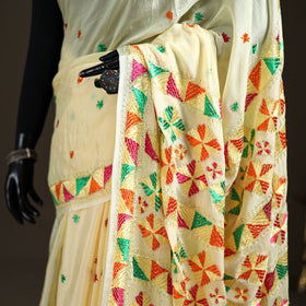Chinon Silk Hand Embroidery Phulkari Saree 11