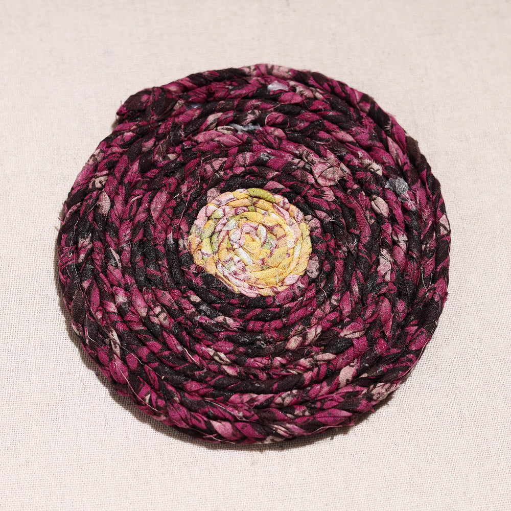 Upcycled Fabric Hand Braided Coaster 40