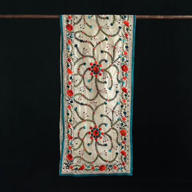 Beige - Ranihati Chanderi Silk Hand Embroidered Stole 141