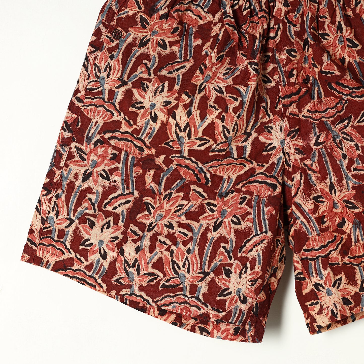 Red - Kalamkari Block Printed Cotton Unisex Boxer/Shorts