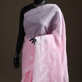 Hand Embroidered Terivoile Cotton Lucknowi Chikankari Saree 03