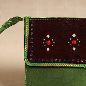 Traditional Kutch Mashru Silk Leather Flap Sling Bag 13