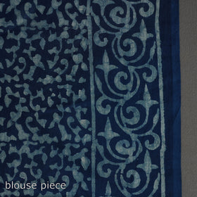 Blue - natural dyed cotton pipad saree 14 - handcrafted