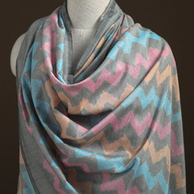 Pochampally Ikat Pure Handwoven Merino Wool x Silk Shawl 05