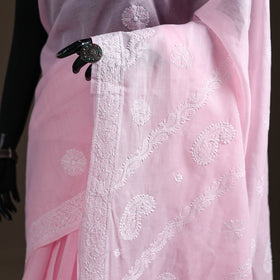 Hand Embroidered Terivoile Cotton Lucknowi Chikankari Saree 03