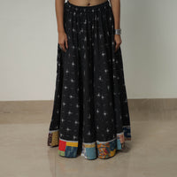 Black - 24 Kali Cotton Pochampally Ikat Skirt with Border 34