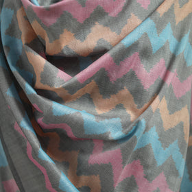 Pochampally Ikat Pure Handwoven Merino Wool x Silk Shawl 05