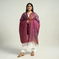Purple Traditional Tie & Dye Tussar Silk Leheriya Dupatta