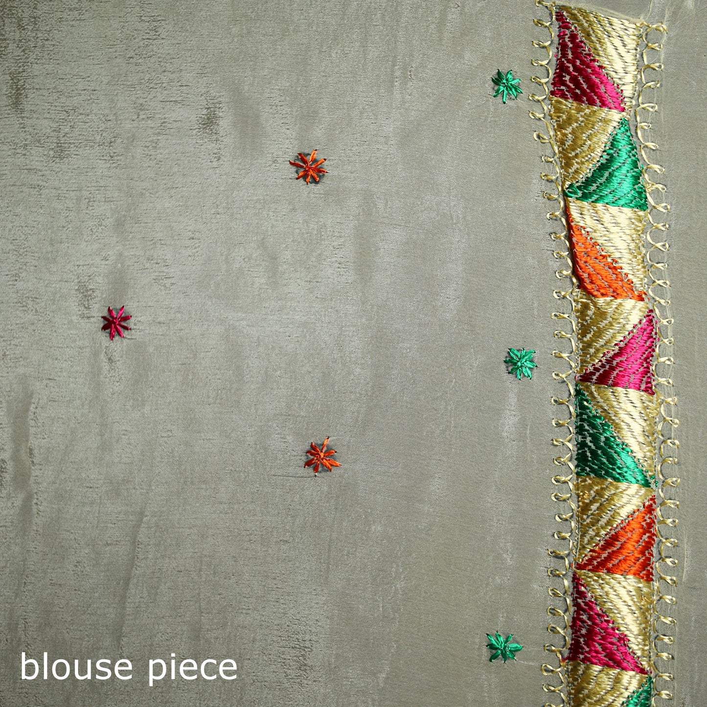 Chinon Silk Hand Embroidery Phulkari Saree 11