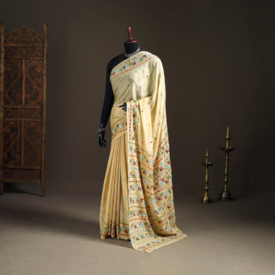Chinon Silk Hand Embroidery Phulkari Saree 02