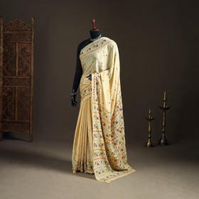 Chinon Silk Hand Embroidery Phulkari Saree 02