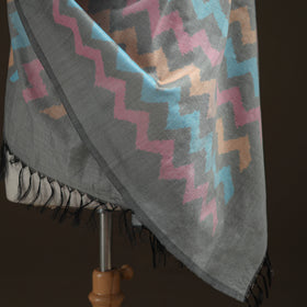 Pochampally Ikat Pure Handwoven Merino Wool x Silk Shawl 05