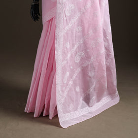 Hand Embroidered Terivoile Cotton Lucknowi Chikankari Saree 03