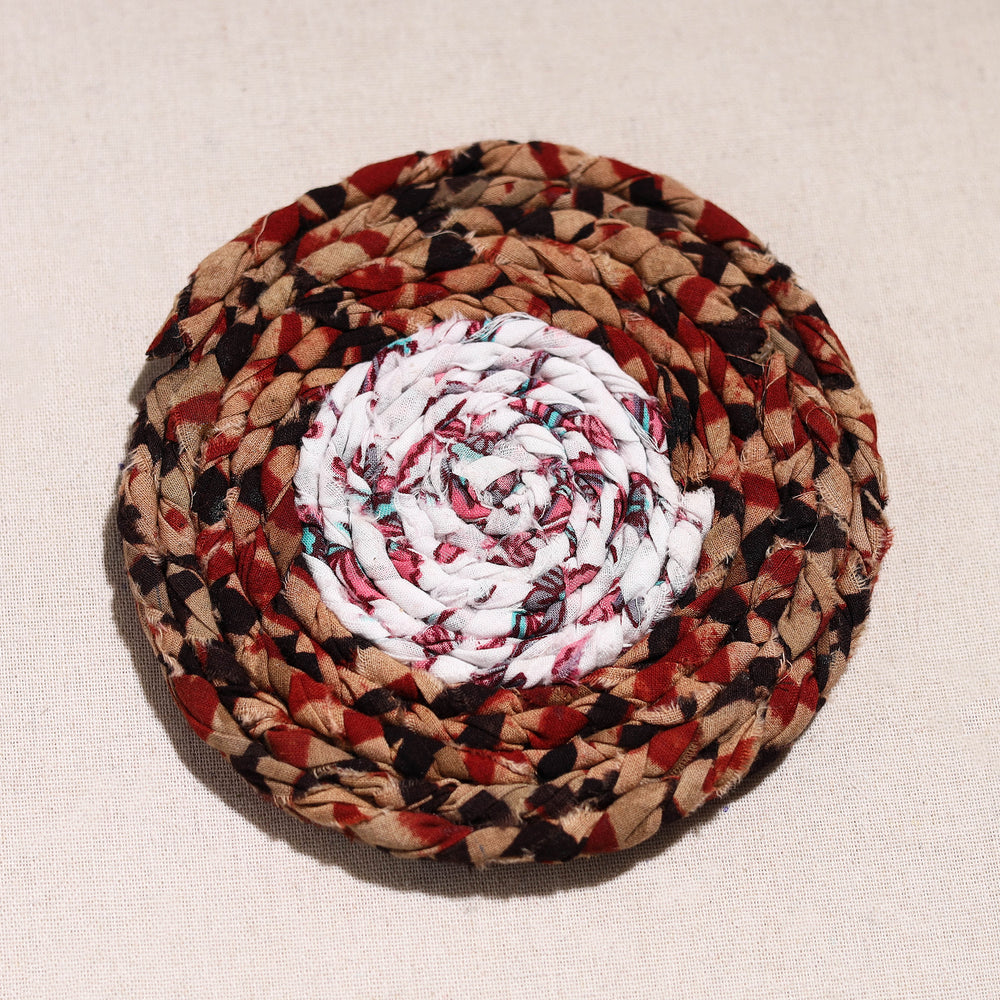 Upcycled Fabric Hand Braided Coaster 42