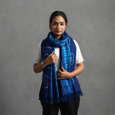 Blue - Kutch Handwoven Bandhani & Shibori Woolen Stole 39