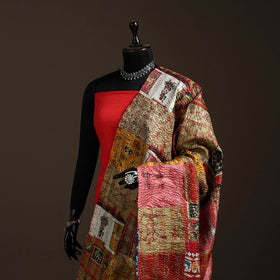 Bengal Hand Embroidery Patchwork Reversible Silk Kantha Dupatta 09