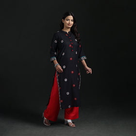 Jacquard Cotton Straight Long Kurta for Women 11