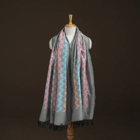 Pochampally Ikat Pure Handwoven Merino Wool x Silk Shawl 05