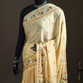 Chinon Silk Hand Embroidery Phulkari Saree 02