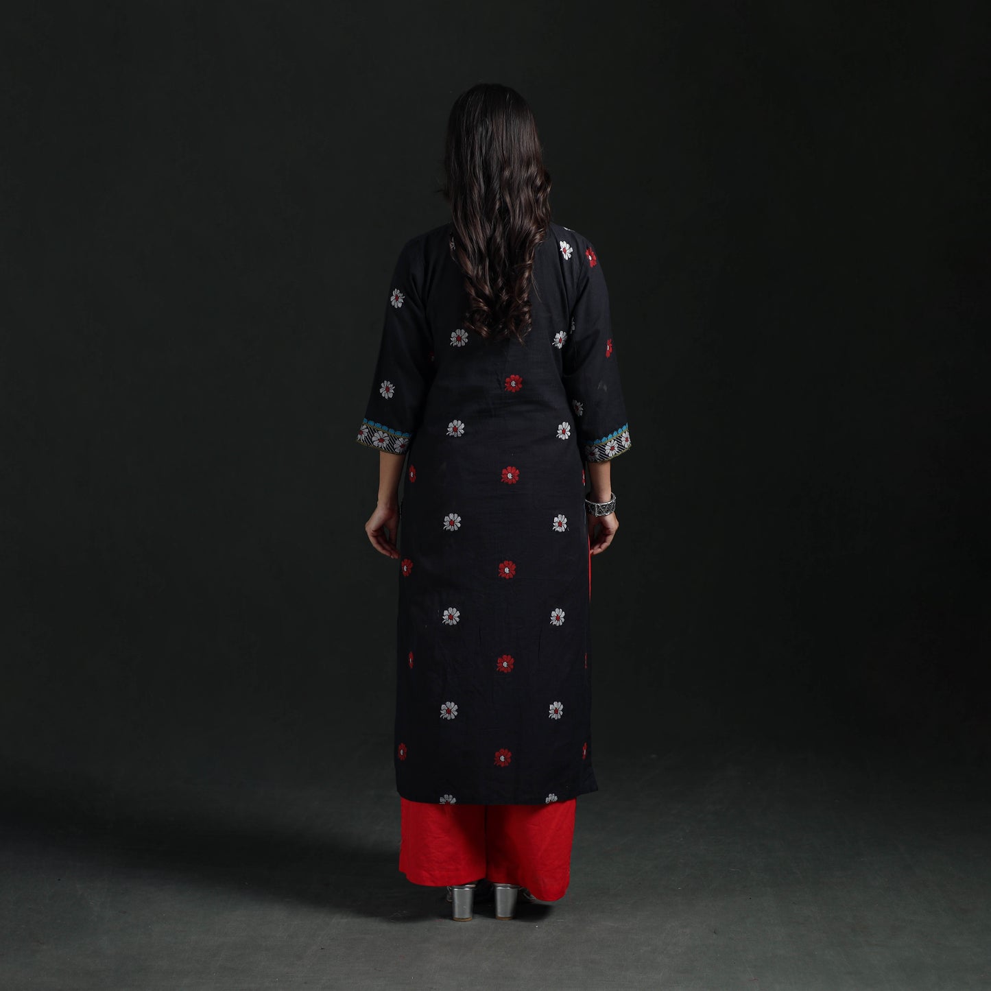 Jacquard Cotton Straight Long Kurta for Women 11