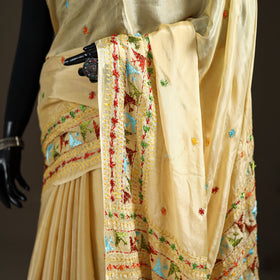 Chinon Silk Hand Embroidery Phulkari Saree 02