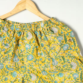 Yellow - sanganeri printed cotton unisex boxer/shorts - xl
