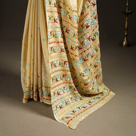 Chinon Silk Hand Embroidery Phulkari Saree 02