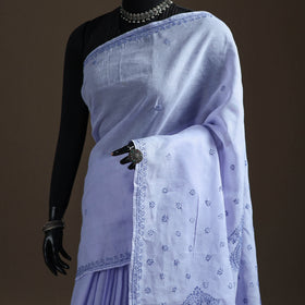 Hand Embroidered Terivoile Cotton Lucknowi Chikankari Saree 01
