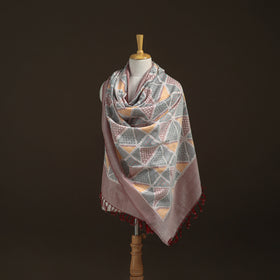 Pochampally Ikat Pure Handwoven Merino Wool x Silk Shawl 04