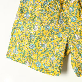 Yellow - sanganeri printed cotton unisex boxer/shorts - xl