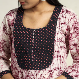 Purple - Kutch Batik Printed Cotton A-Line Kurta