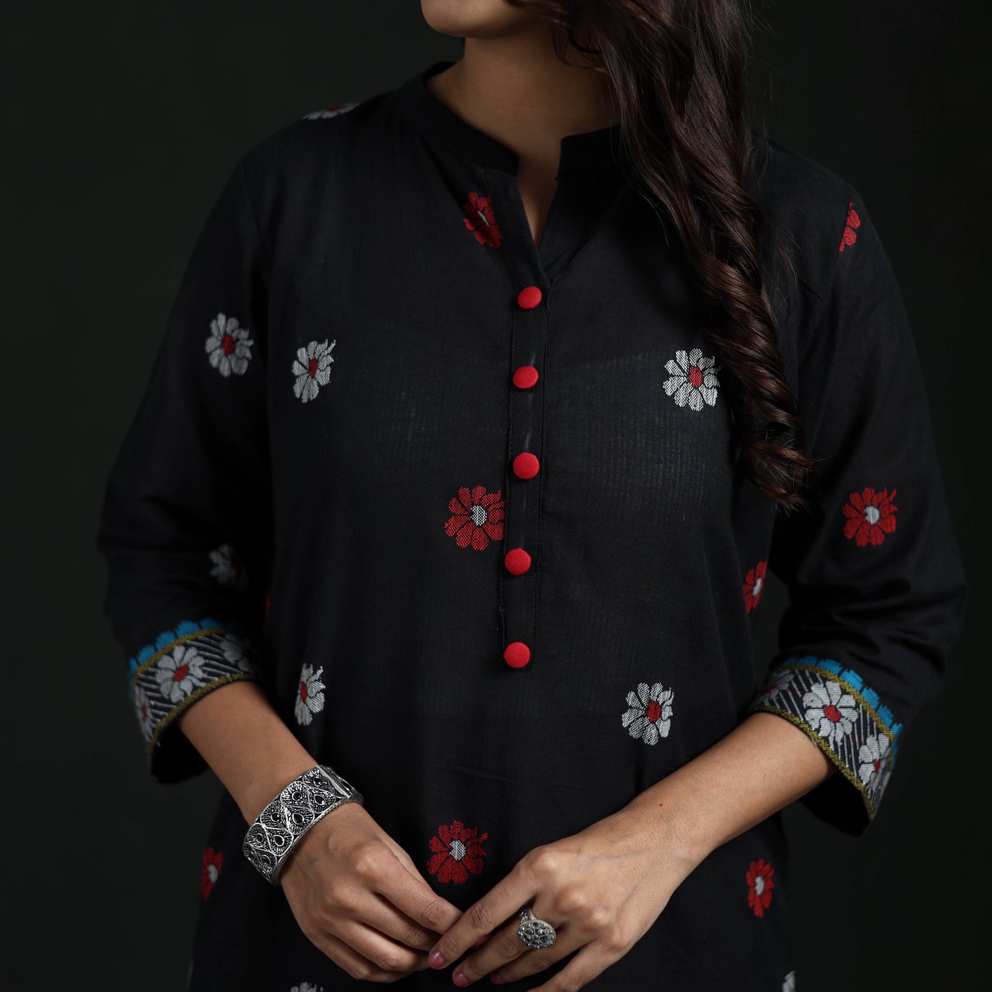 Jacquard Cotton Straight Long Kurta for Women 11