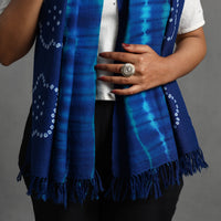 Blue - Kutch Handwoven Bandhani & Shibori Woolen Stole 39