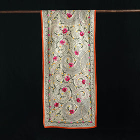 Beige - Ranihati Chanderi Silk Hand Embroidered Stole 134