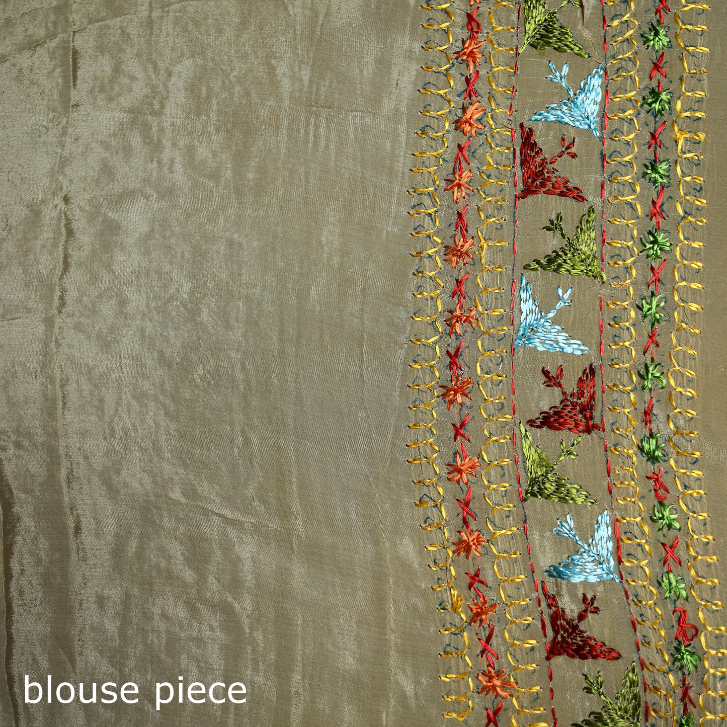 Chinon Silk Hand Embroidery Phulkari Saree 02