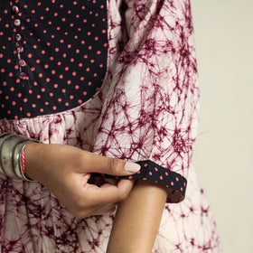 Purple - Kutch Batik Printed Cotton A-Line Kurta