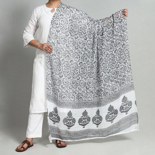 Grey - Jaipur Printed Cotton Dupatta 28