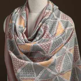Pochampally Ikat Pure Handwoven Merino Wool x Silk Shawl 04