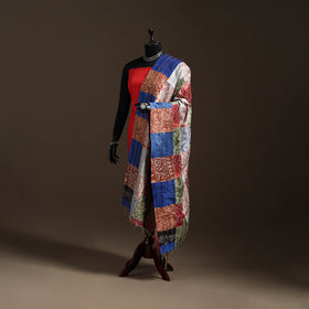 Multicolor - Bengal Hand Embroidery Patchwork Reversible Silk Kantha Dupatta 10