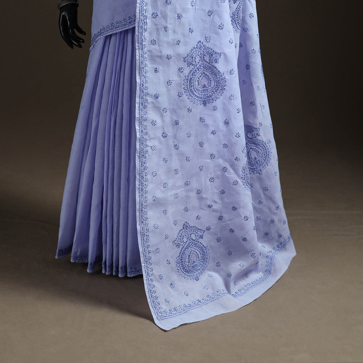 Hand Embroidered Terivoile Cotton Lucknowi Chikankari Saree 01