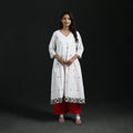 Hand Embroidered Jacquard Cotton A-Line Long Kurta for Women 01