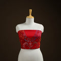Red - Bengal Kantha Hand Embroidered Cotton Blouse Piece 101