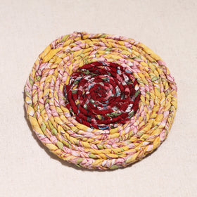  Upcycled Fabric Hand Braided Coaster 