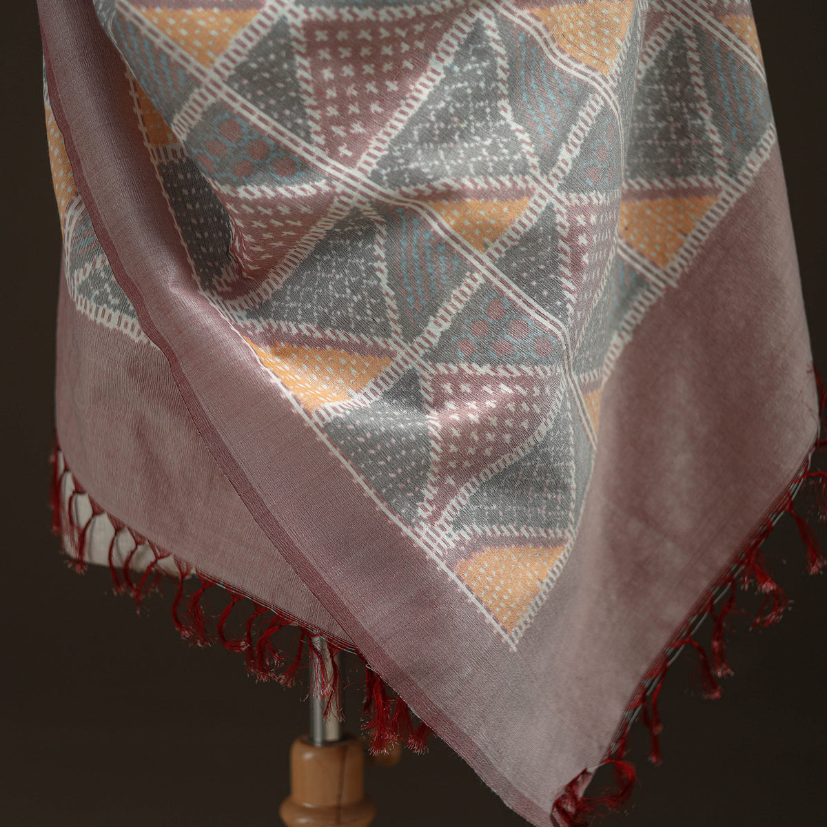 Pochampally Ikat Pure Handwoven Merino Wool x Silk Shawl 04