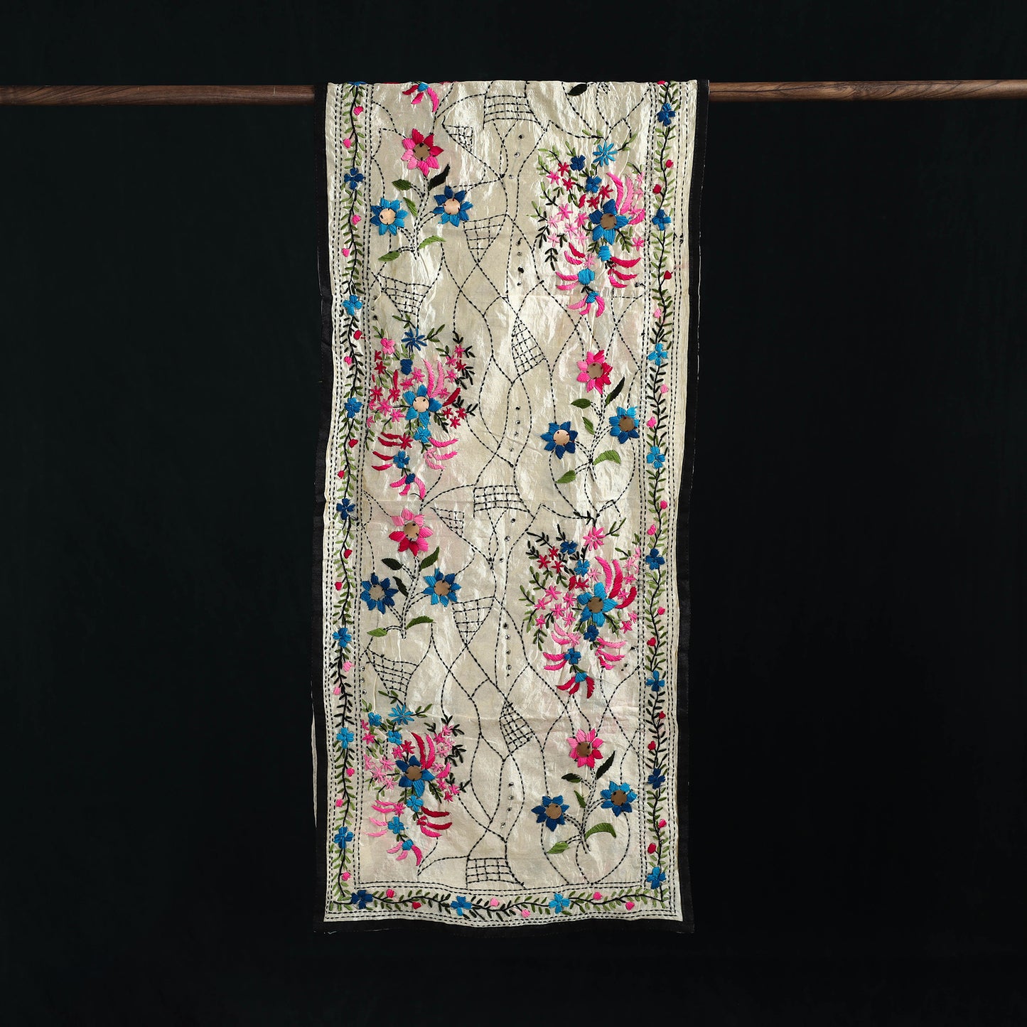 Ranihati Chanderi Silk Hand Embroidered Stole 132