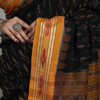 Black - Ikat Weave Handloom Cotton Sambalpuri Saree 06